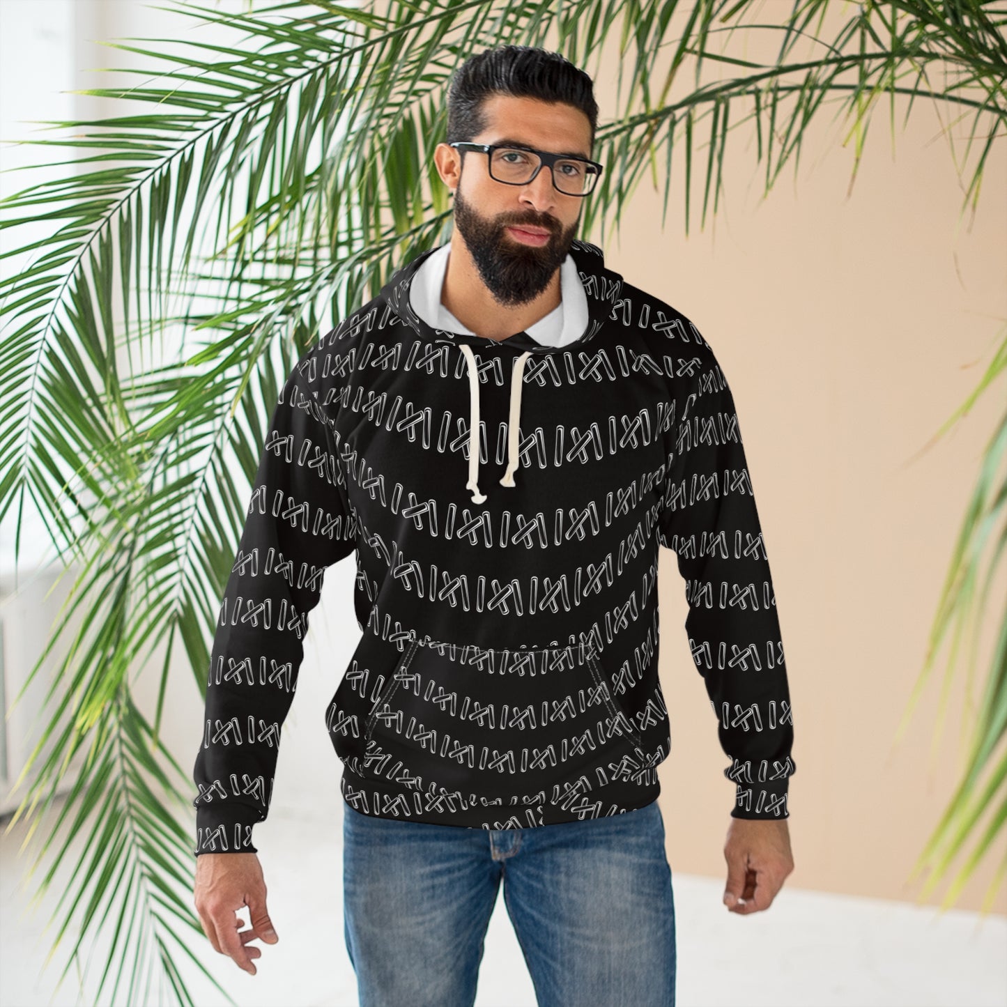 Unisex Pullover Black Stitching Hoodie