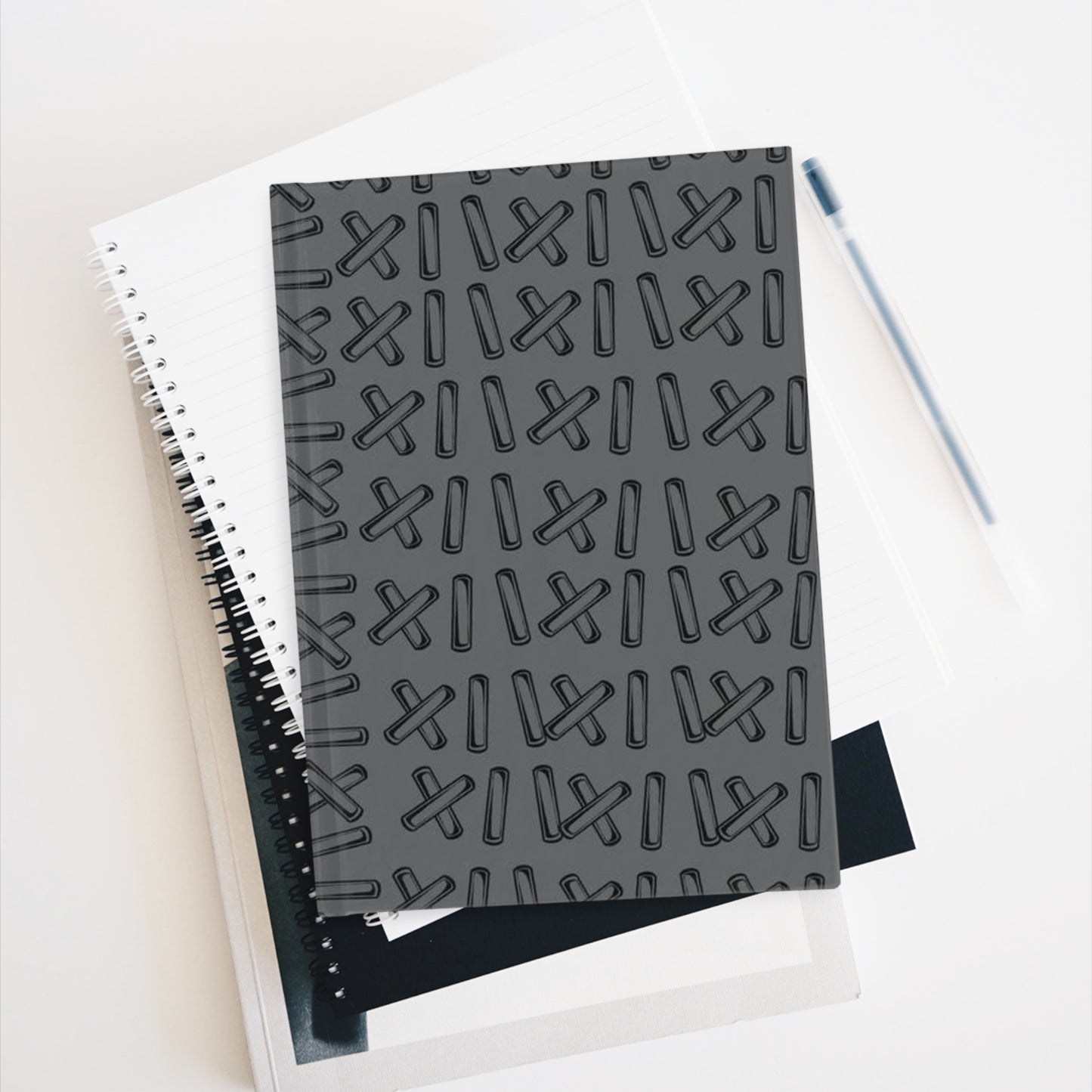 Grey Stitching Design (Journal - Ruled Line)
