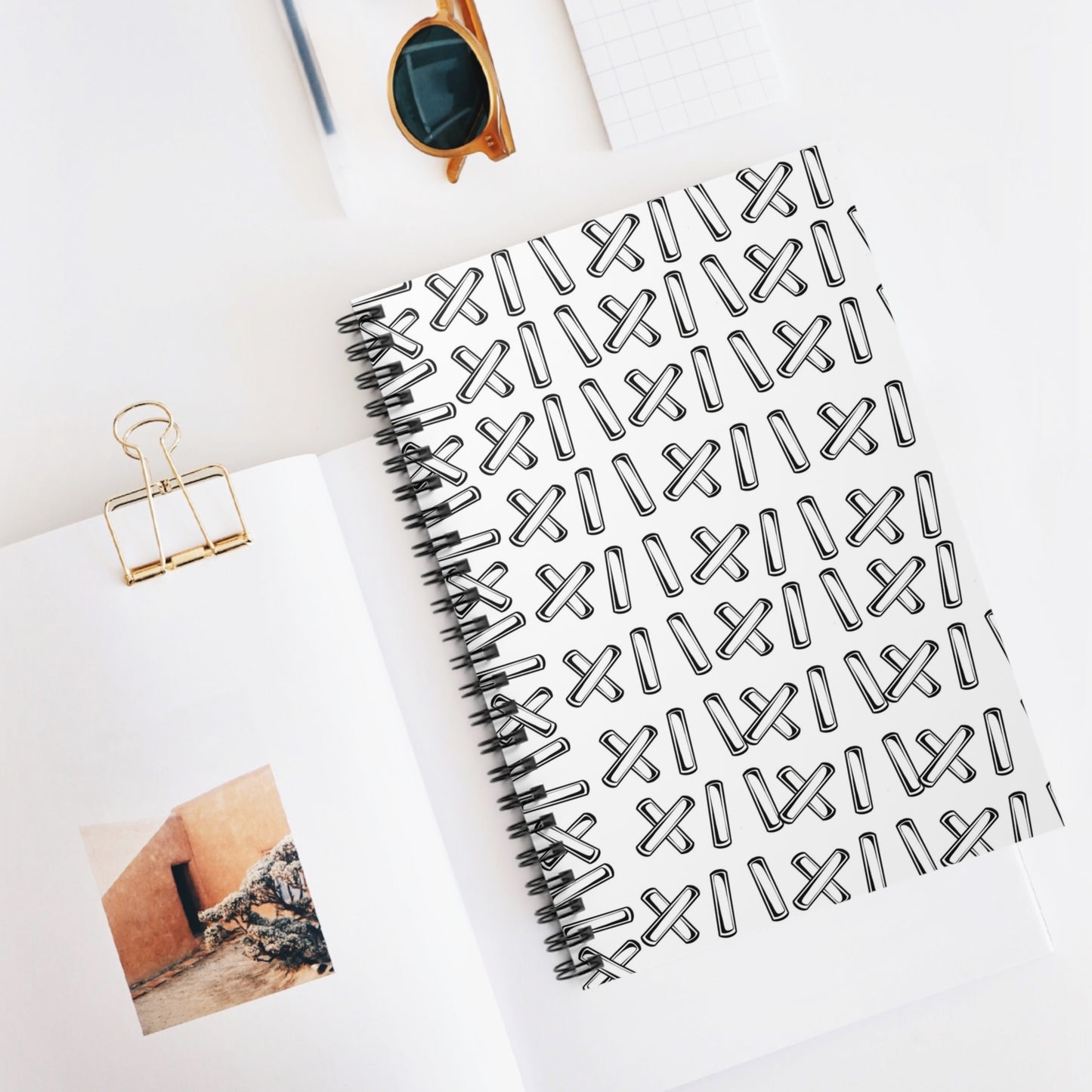 White Stitching Spiral Notebook - Ruled Line