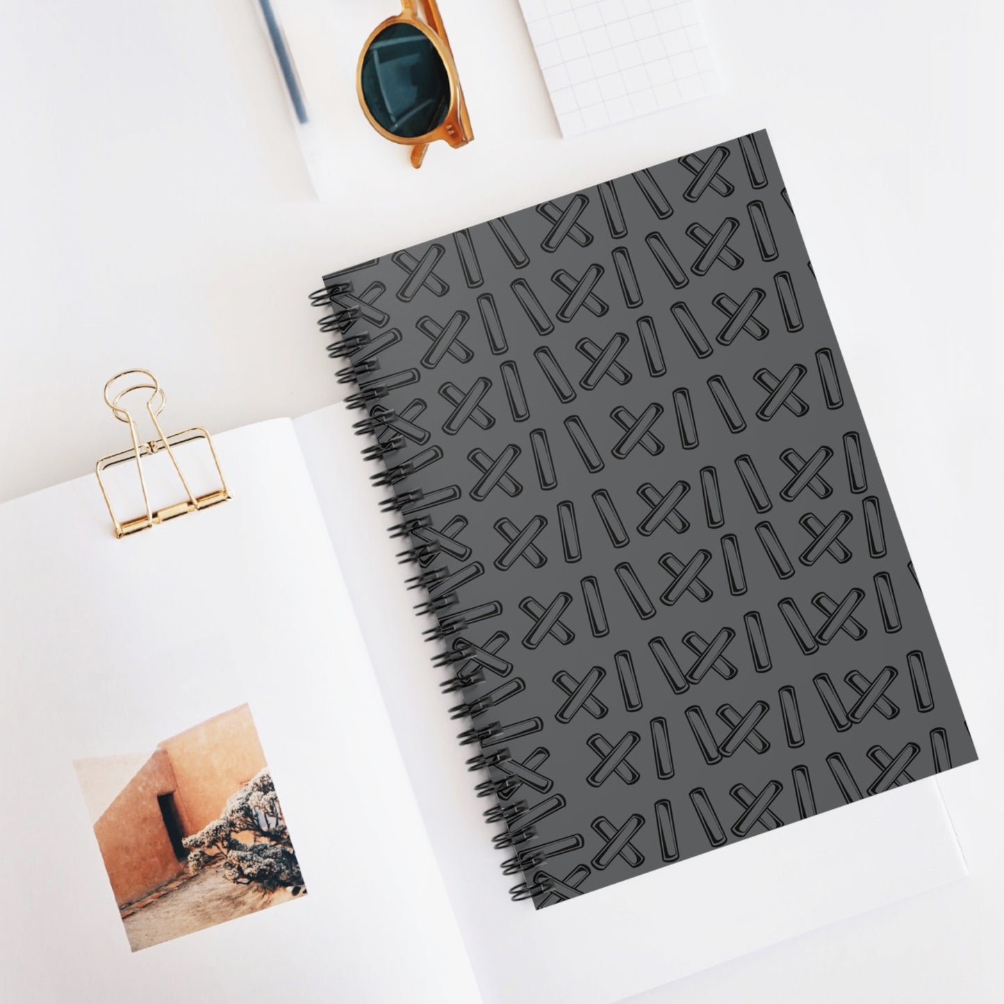 Grey Stitching Spiral Notebook - Ruled Line