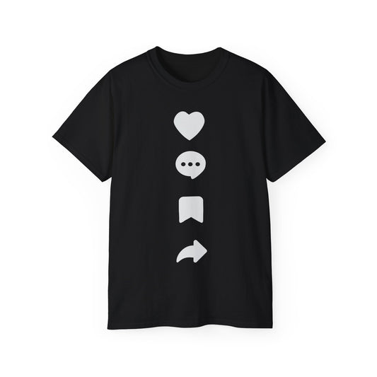 Social media - Like, Comment, Save, Share, Unisex Ultra Cotton Tee