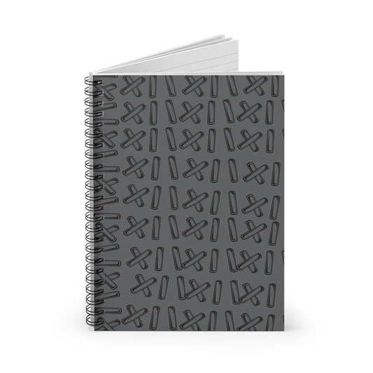 Grey Stitching Spiral Notebook - Ruled Line